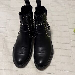 Zara Black Studded Chelsea Ankle Boots